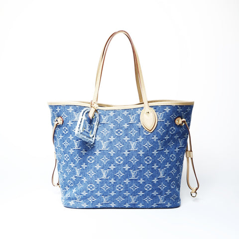LOUIS VUITTON Neverfull MM Denim Monogram Tote Bag blue WS25018
