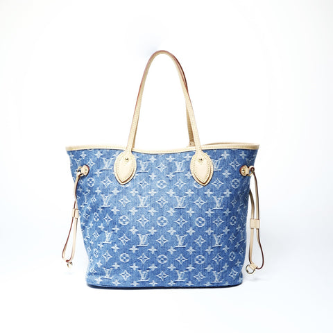 LOUIS VUITTON Neverfull MM Denim Monogram Tote Bag blue WS25018