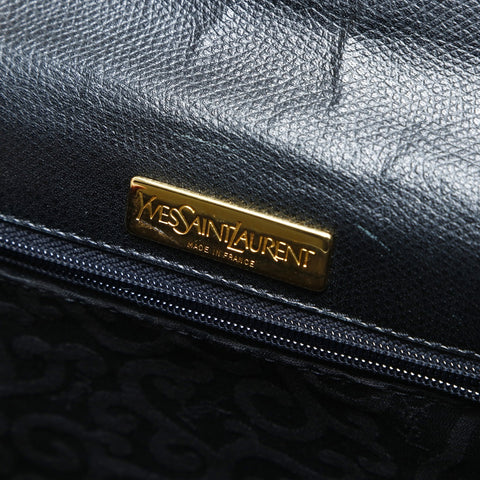 YVES SAINT LAURENT Leather Arabesque pattern Shoulder Bag black WS25023