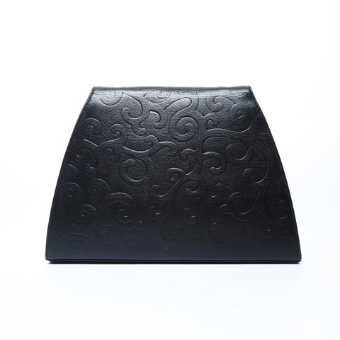 YVES SAINT LAURENT Leather Arabesque pattern Shoulder Bag black WS25023