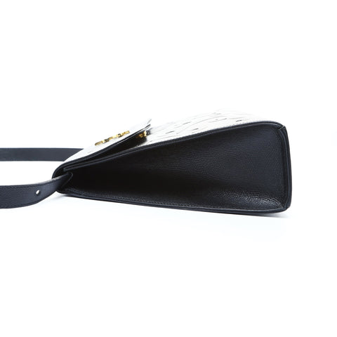 YVES SAINT LAURENT Leather Arabesque pattern Shoulder Bag black WS25023