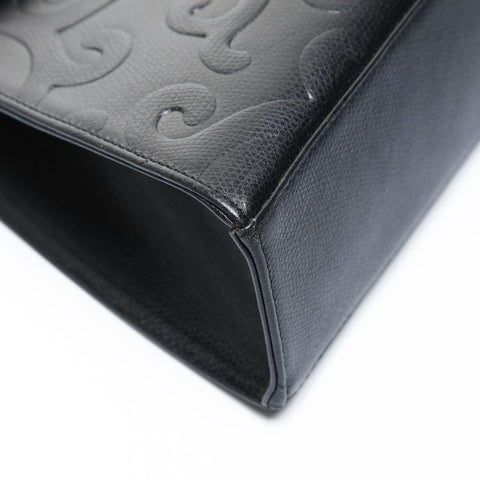 YVES SAINT LAURENT Leather Arabesque pattern Shoulder Bag black WS25023