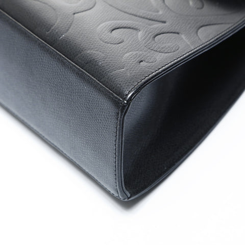 YVES SAINT LAURENT Leather Arabesque pattern Shoulder Bag black WS25023