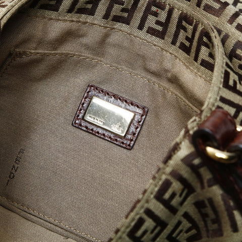 FENDI Zucchino canvas one belt Shoulder Bag Brown WS25028