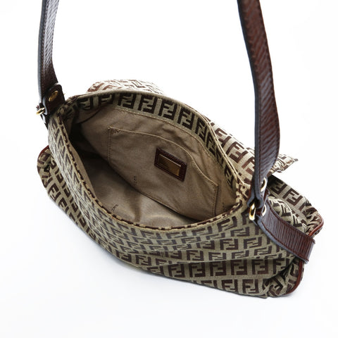 FENDI Zucchino canvas one belt Shoulder Bag Brown WS25028