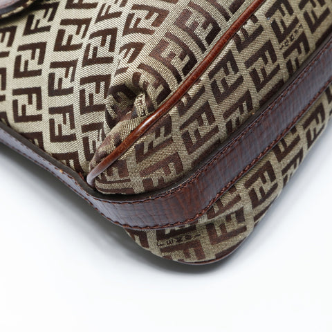 FENDI Zucchino canvas one belt Shoulder Bag Brown WS25028