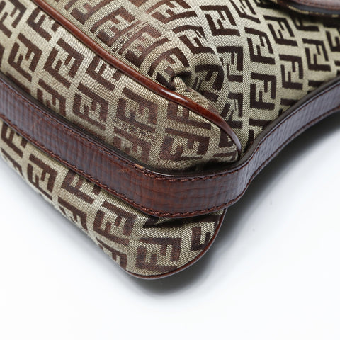FENDI Zucchino Canvas One Belt Umhängetasche Braun WS25028
