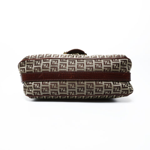 FENDI Zucchino Canvas One Belt Umhängetasche Braun WS25028