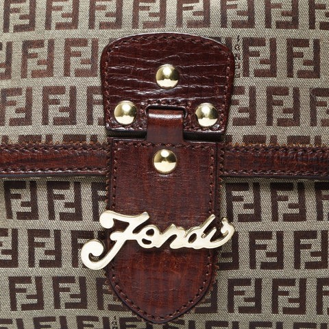 FENDI Zucchino canvas one belt Shoulder Bag Brown WS25028