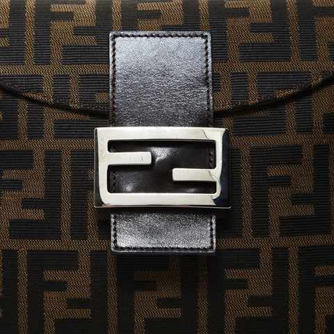 FENDI Mamma Baguette Zucca Canvas Shoulder Bag Brown WS25029