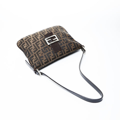 FENDI Mamma Baguette Zucca Canvas Shoulder Bag Brown WS25029