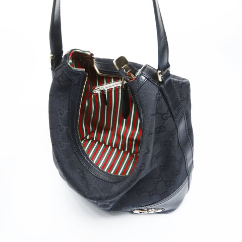 GUCCI GG canvas one belt with interlocking G Shoulder Bag black WS25031