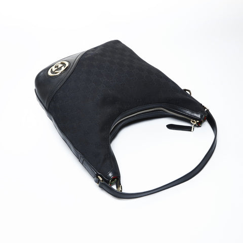 GUCCI GG canvas one belt with interlocking G Shoulder Bag black WS25031