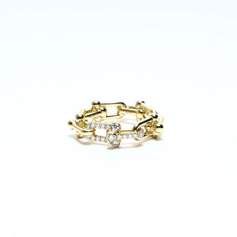 TIFFANY&Co. Hardware Small Link Diamond Au750 0.26ct #12 Ring gold WS25033