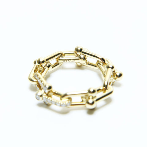 TIFFANY&Co. Hardware Small Link Diamond Au750 0.26ct #15 Ring gold WS25033