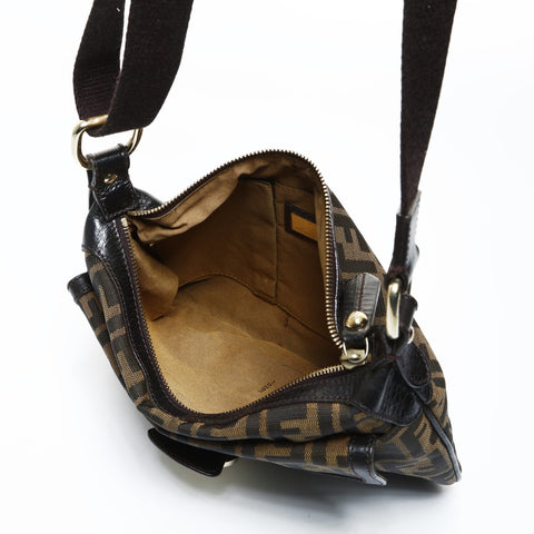 FENDI Sukka Canvas Shoulder Bag Brown WS25034