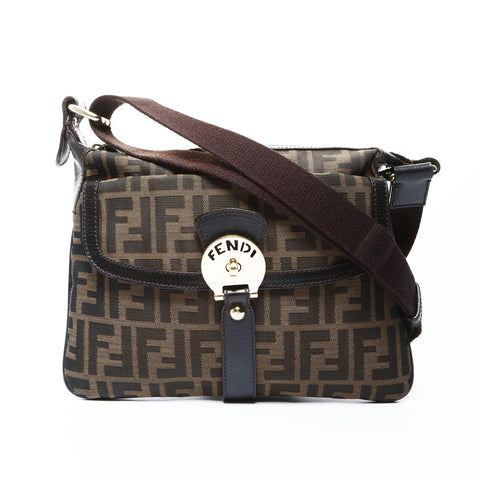 FENDI Sukka Canvas Shoulder Bag Brown WS25034