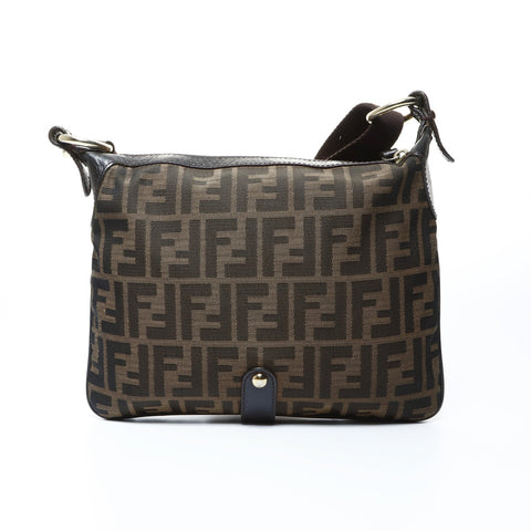 FENDI Sukka Canvas Shoulder Bag Brown WS25034
