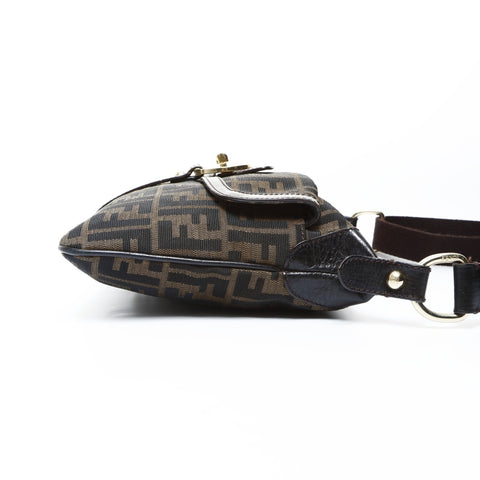 FENDI Sukka Canvas Shoulder Bag Brown WS25034