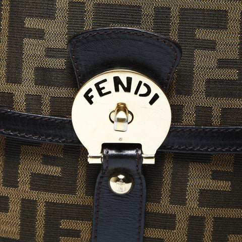 FENDI Sukka Canvas Shoulder Bag Brown WS25034