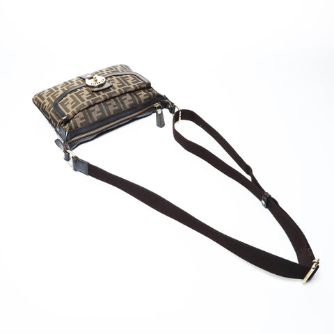 FENDI Sukka Canvas Shoulder Bag Brown WS25034