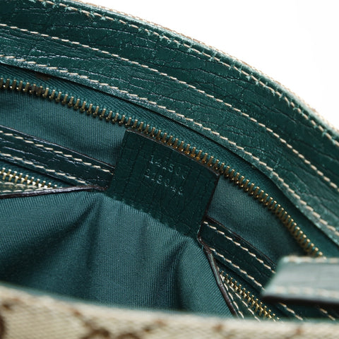 GUCCI GG canvas leather green horsebit Shoulder Bag Brown gray WS25036