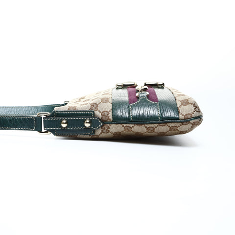 GUCCI GG canvas leather green horsebit Shoulder Bag Brown gray WS25036