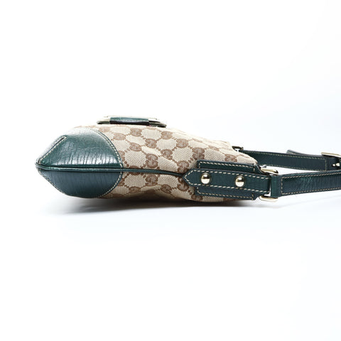 GUCCI GG canvas leather green horsebit Shoulder Bag Brown gray WS25036