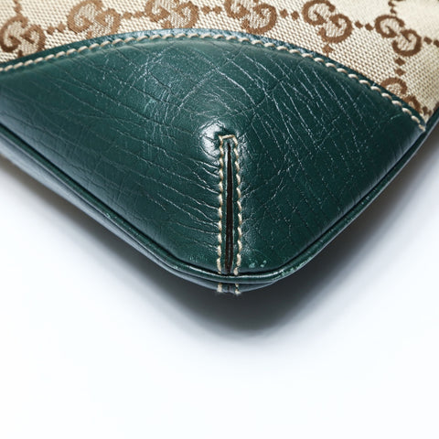 GUCCI GG canvas leather green horsebit Shoulder Bag Brown gray WS25036