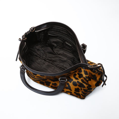 PRADA Harako Leopard Handbag Brown WS25039