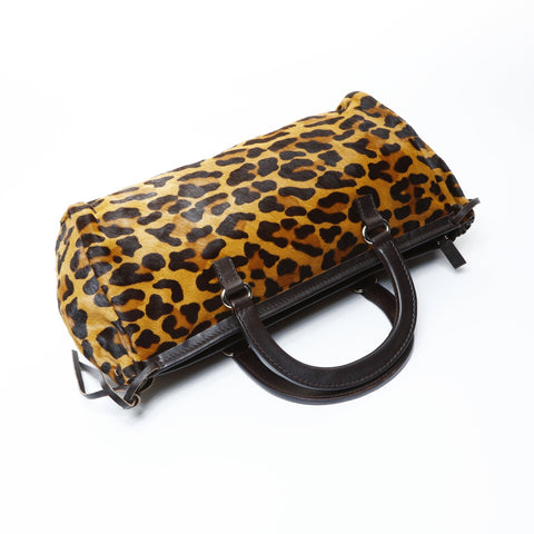 PRADA Harako Leopard Handbag Brown WS25039
