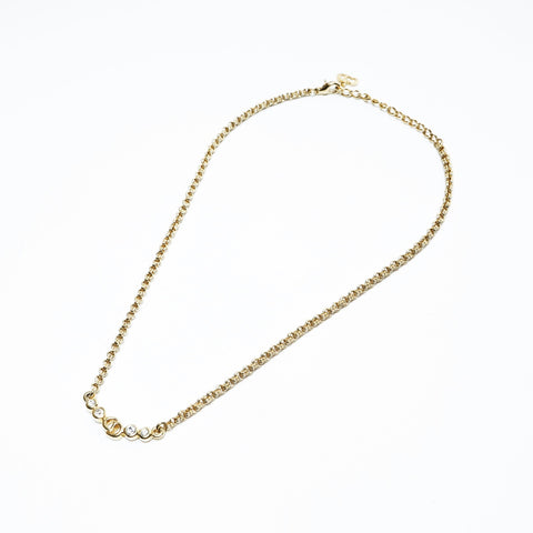 Christian Dior CD logo rhinestone Necklace gold WS25042