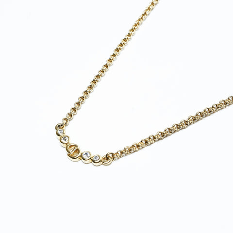 Christian Dior CD logo rhinestone Necklace gold WS25042