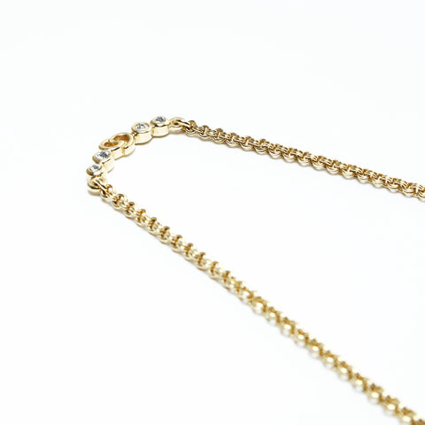 Christian Dior CD logo rhinestone Necklace gold WS25042