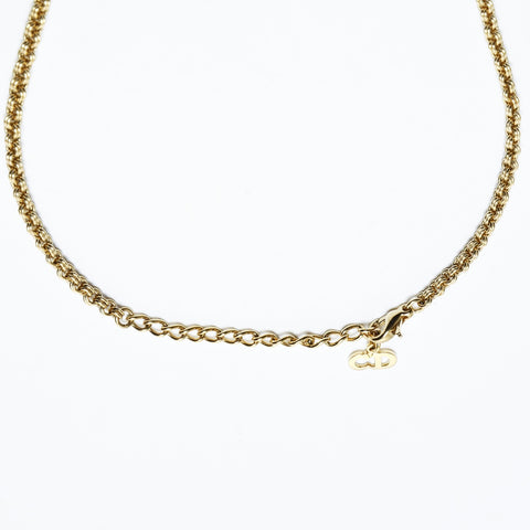 Christian Dior CD logo rhinestone Necklace gold WS25042