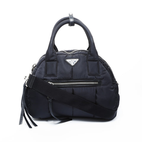 PRADA Tessuto Bomber Nylon Padded 2-Way Handbag black WS25043