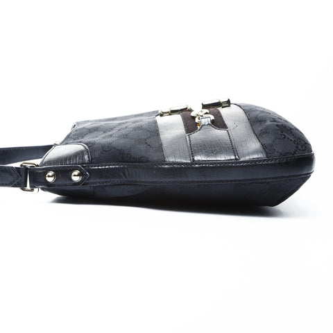 GUCCI GG canvas horsebit Shoulder Bag black WS25044