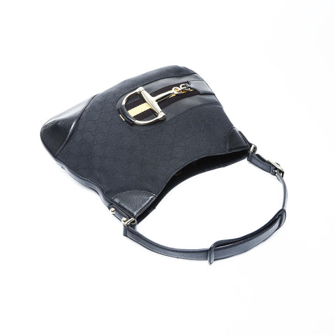 GUCCI GG canvas horsebit Shoulder Bag black WS25044