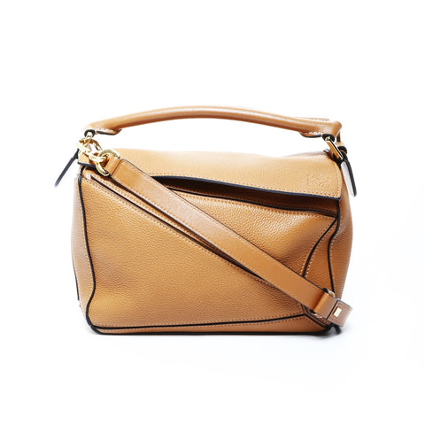 LOEWE Puzzle Small Leather 2way Handbag Brown WS25045