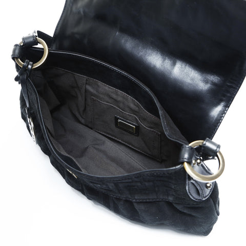 FENDI Zucca suede one belt Shoulder Bag black WS25047