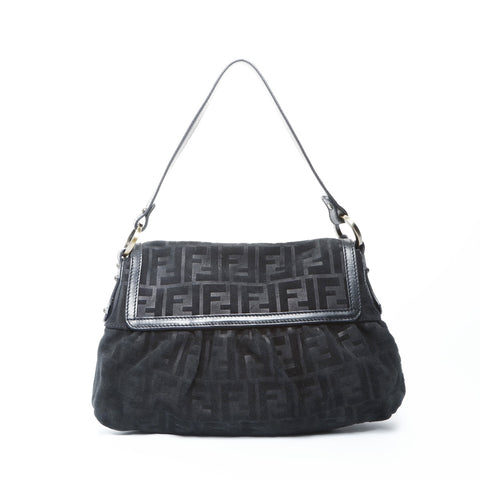 FENDI Zucca suede one belt Shoulder Bag black WS25047