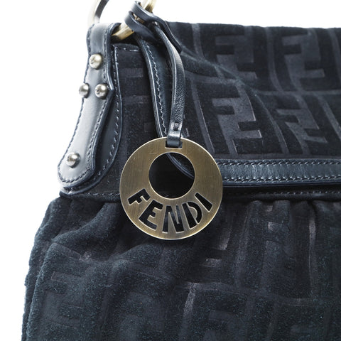 FENDI Zucca suede one belt Shoulder Bag black WS25047