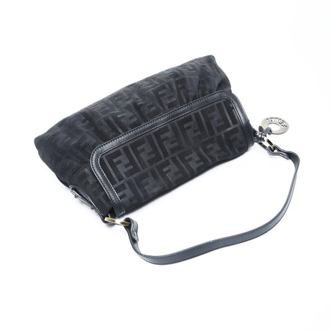 FENDI Zucca suede one belt Shoulder Bag black WS25047