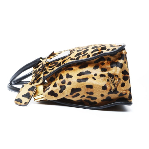 PRADA Harako Leopard 2way Handbag Brown WS25049