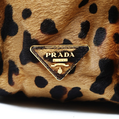 PRADA Harako Leopard 2way Handbag Brown WS25049