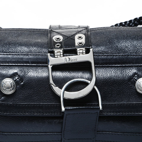 Christian Dior Leather one belt flight on Shoulder Bag black WS25054