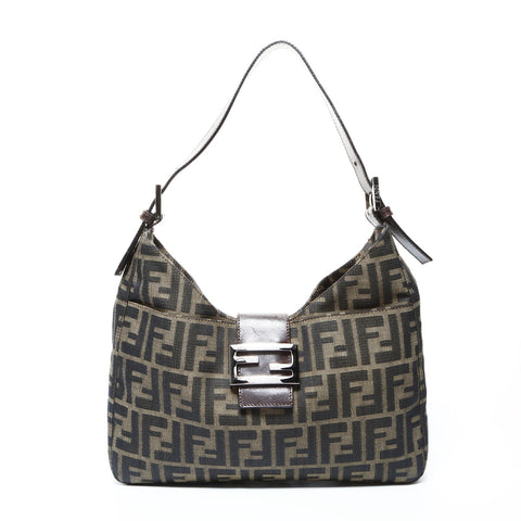 FENDI Zucca Canvas Mamma Baguette Shoulder Bag Brown WS25057