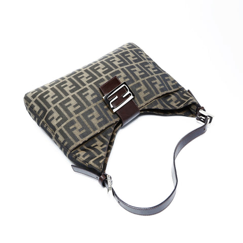 FENDI Zucca Canvas Mamma Baguette Shoulder Bag Brown WS25057