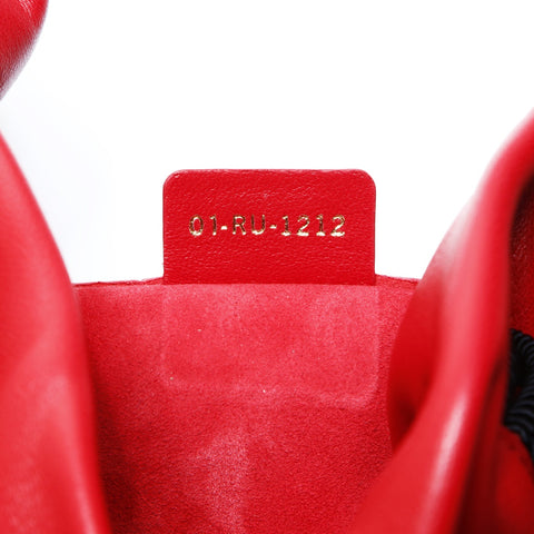 Christian Dior Embroidered Leather Hobo Basket Shoulder Bag Red WS25058