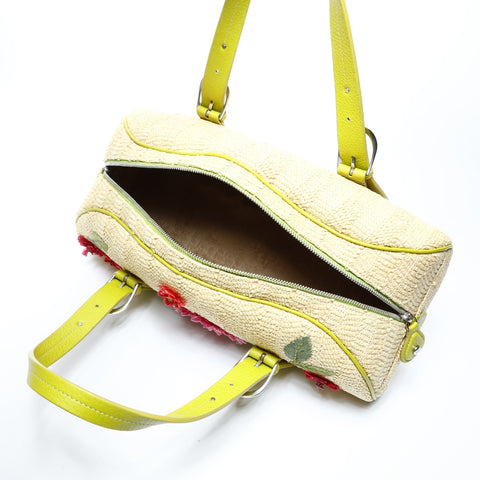 Christian Dior Raffia basket bag Boston flower Galliano period Handbag multicolor WS25060